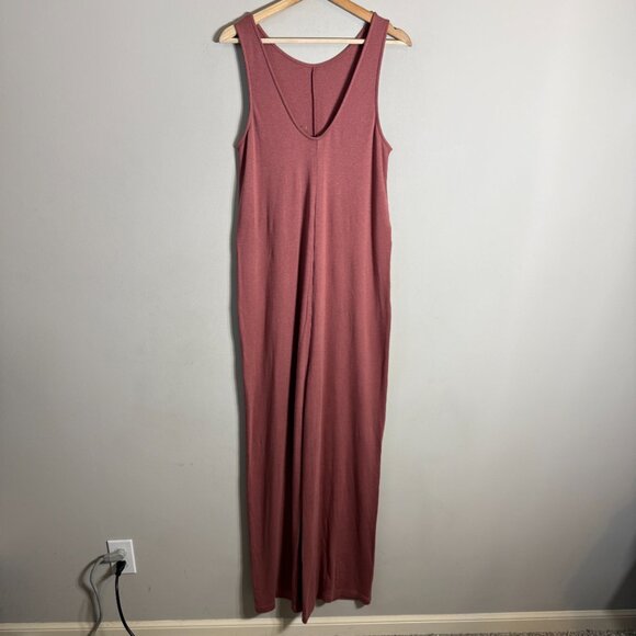 Fabletics Grace Relaxed Jumpsuit Women Large Dark Rouge Red Active Wide Leg NWOT - Picture 11 of 16